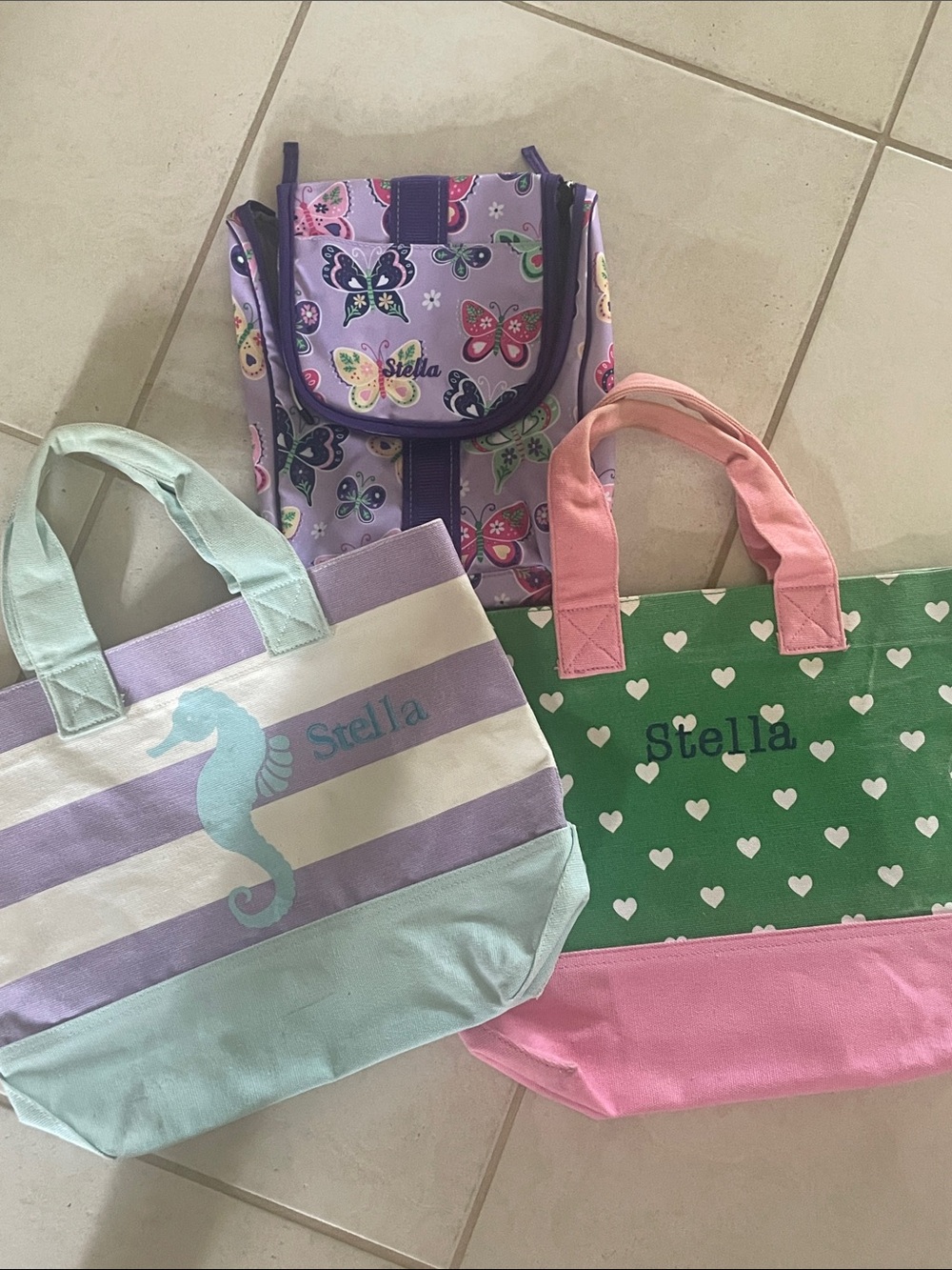 Potterybarn Kids Embroidered “Stella” Totes & Toiletries Bag